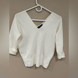 🍏🍏🍏 identity Women’s Off White Jersey Top, 81% Rayon/Nylon/Lycra/Spandex, L
